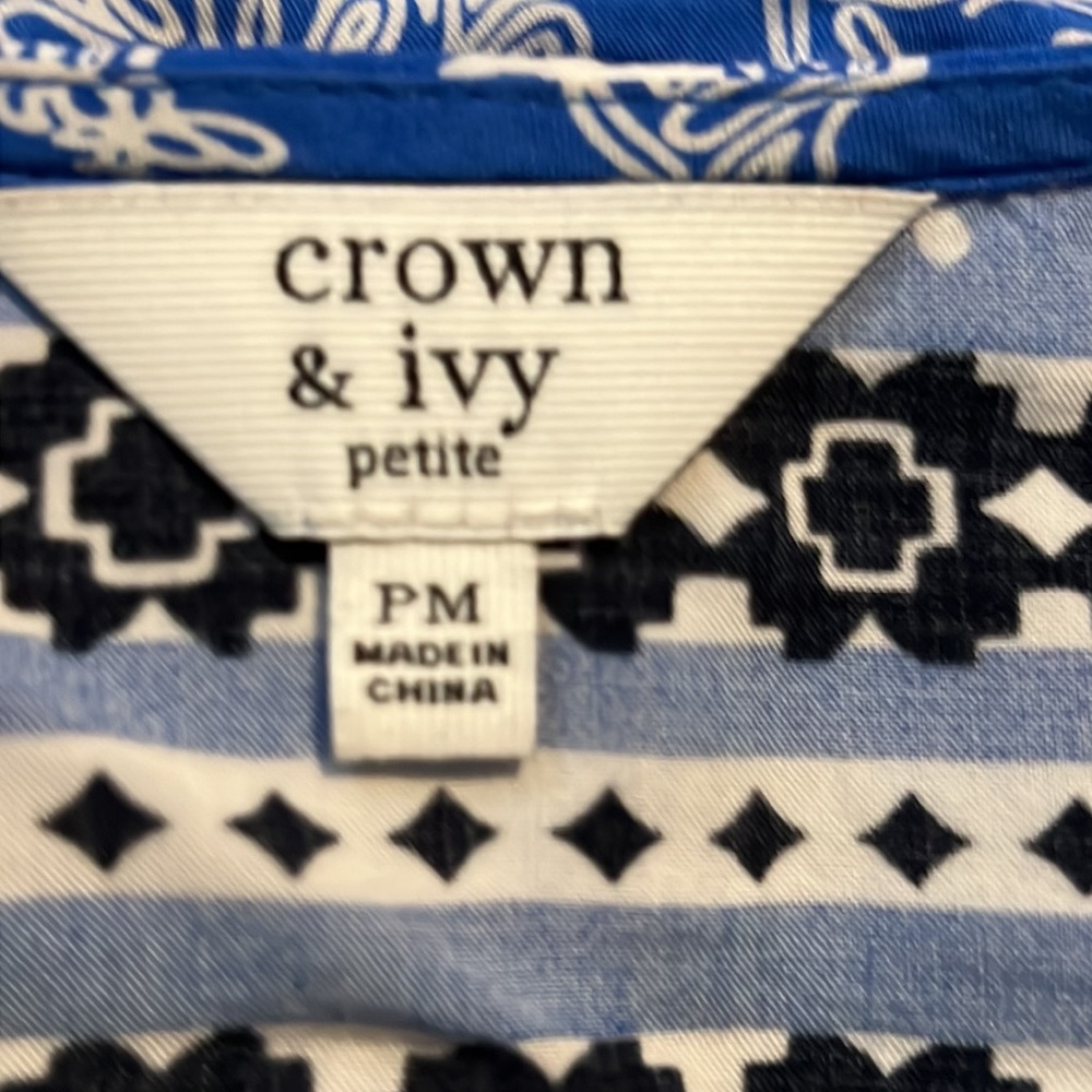 Crown & Ivy Top boho style Velvet Trimmed size petite medium EUC. - Picture 12 of 14